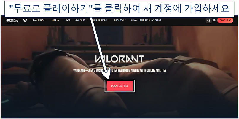 A screenshot showing Valorant's website homepage